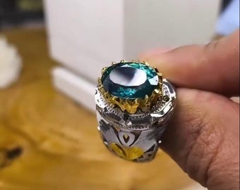 Top Swiss Blue Topaz Ring 925 Sterling Silver – Xmas Gift Big Sparkling Gemstone - Handmade Birthstone Jewelry