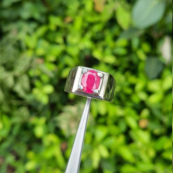 Mens Ruby Ring, Natural Ruby Ring from Afghanista… - image 3