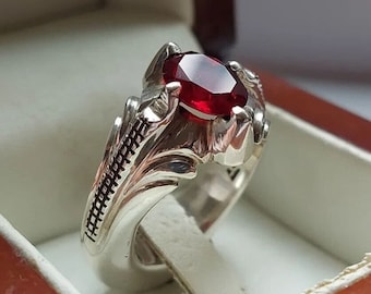 Pigeon Blood Red African Ruby Ring Natural African Red Ruby Yaqoot Silver Ring