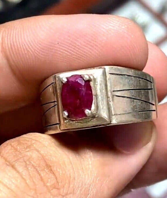 Natural Ruby Stone Fashion Ring Red Ruby Stone Ri… - image 5
