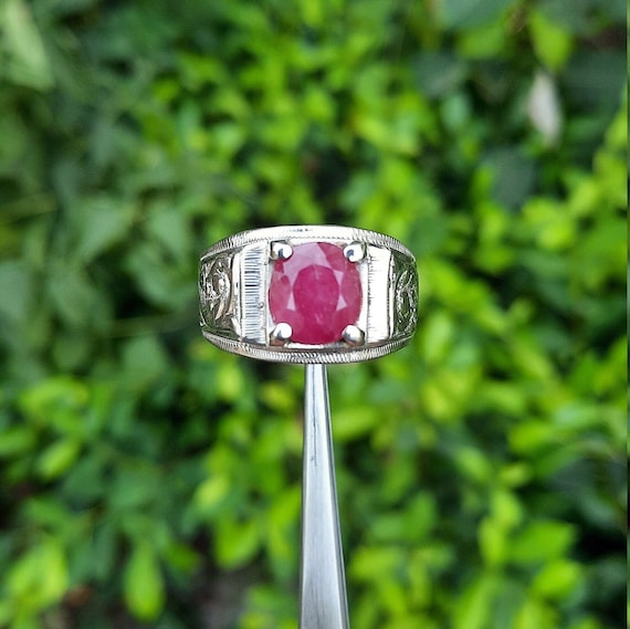 Mens Natural Ruby Ring Natural Antique Ruby Stone… - image 3