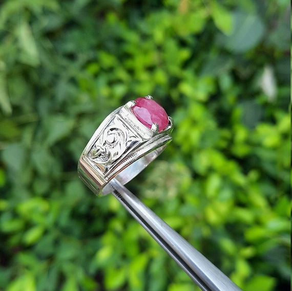 Mens Natural Ruby Ring Natural Antique Ruby Stone… - image 2