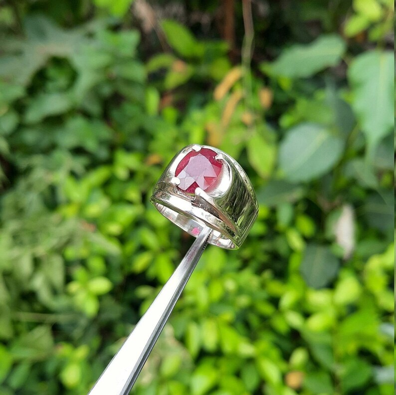 Anillo de rubí original, anillo de rubí real, anillo de rubí genuino de Afganistán, anillos de boda de rubí, anillo de rubí para hombre, anillo de rubí sin tratar, piedra Yaqoot maníaca imagen 3