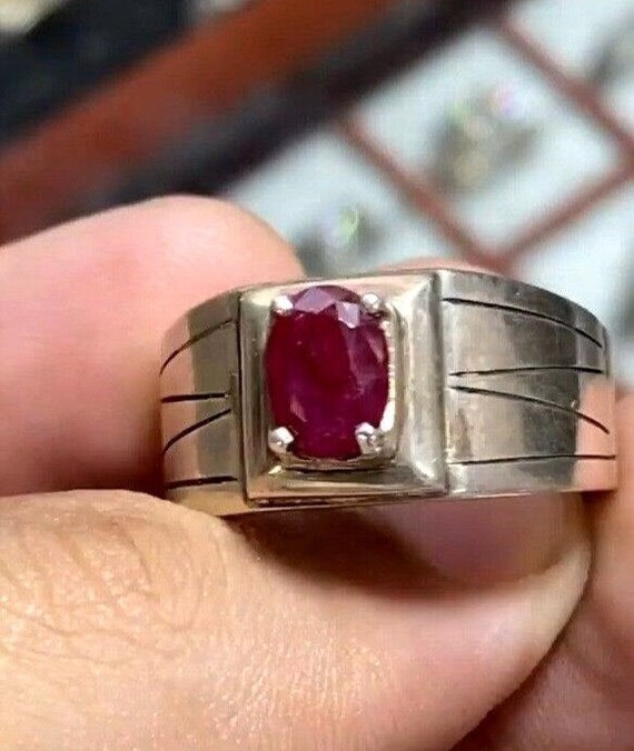 Natural Ruby Stone Fashion Ring Red Ruby Stone Ri… - image 2