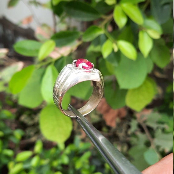 Mens Natural Ruby Stone Ring Original Ruby Stone … - image 6