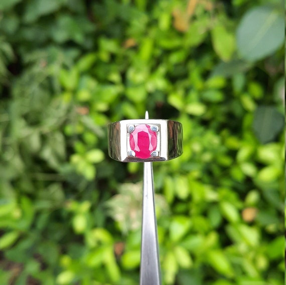 Mens Ruby Ring, Natural Ruby Ring from Afghanista… - image 5