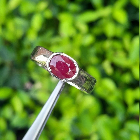 Mens Natural Ruby Stone Ring Real Mens Ruby Ring … - image 4