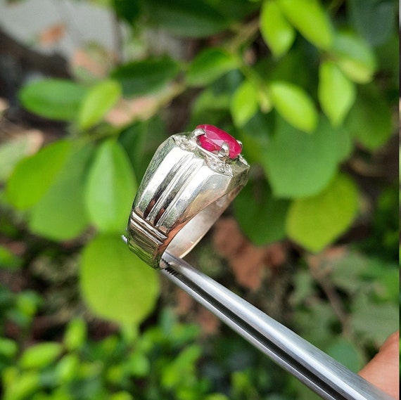 Mens Natural Ruby Stone Ring Original Ruby Stone … - image 5