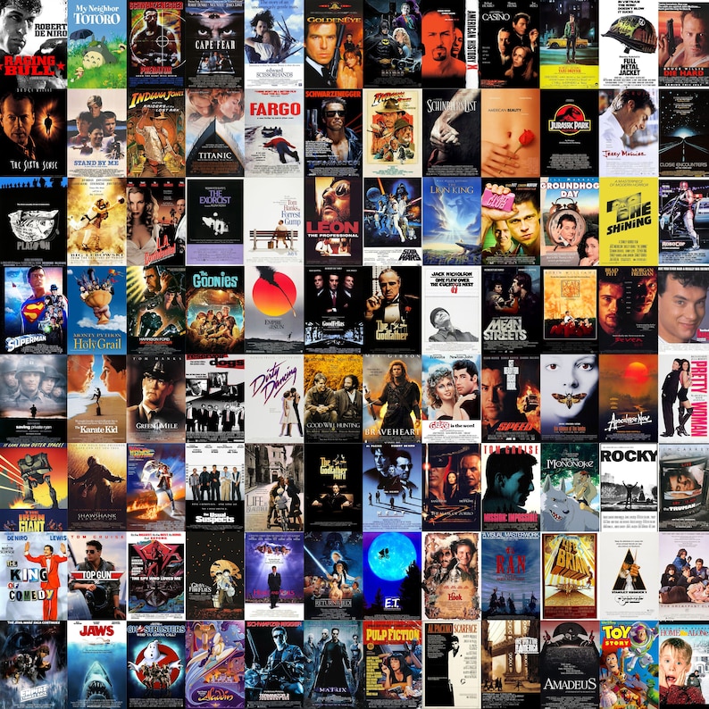 100 poster di film degli anni '70, '80 e '90 / Poster di film classici / Poster di film vintage / Poster di film retrò / Download digitale immagine 1