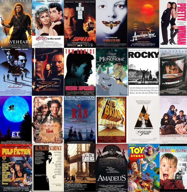 100 70's, 80's and 90's Movie Posters Classic Movie Posters Vintage Movie Posters Retro Movie Posters Digital Download image 6