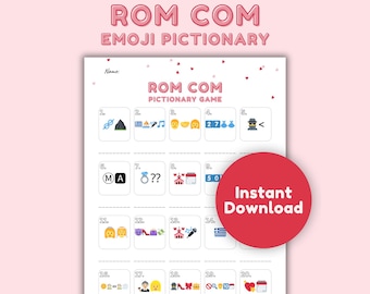 Rom Com Emoji Pictionary Game: Valentine's Date Night (Instant Download)
