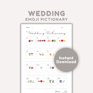 Fun Wedding Emoji Pictionary Game, Bridal Shower Emoji Pictionary - Instant Download
