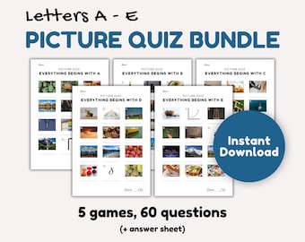 Bilderquiz-Bundle: A-E Trivia Spiele (Instant Download)