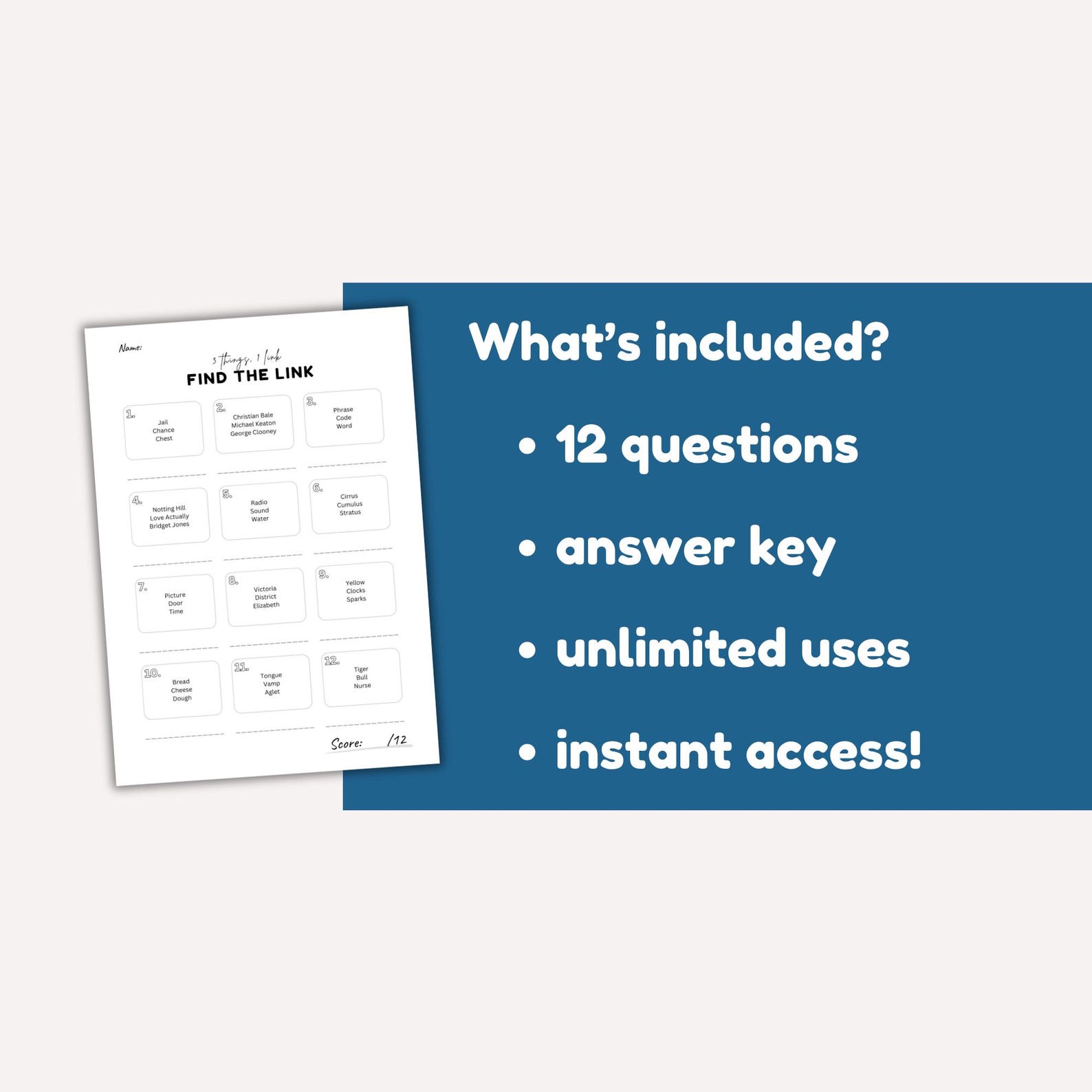 Connections Game, Find the Link, Brainteaser Games, Puzzle Games, Pub ...