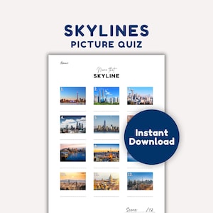 Skylines Picture Quiz, Landmarks Quiz, Pub Quiz Picture Round, Pub Quiz Questions - Instant Download Quiz Games