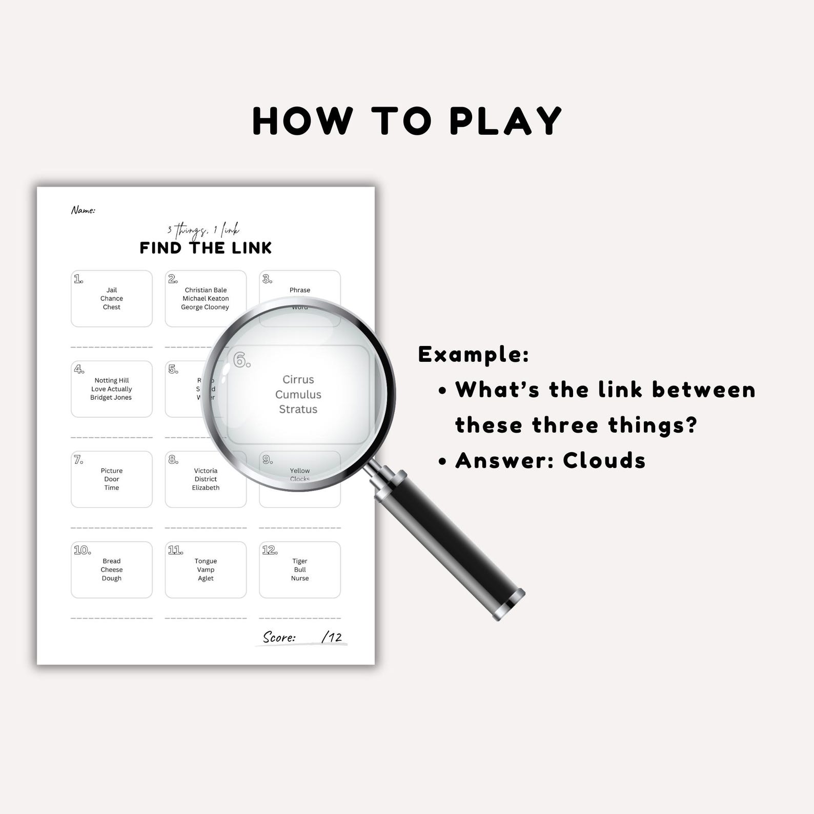 Connections Game, Find the Link, Brainteaser Games, Puzzle Games, Pub ...