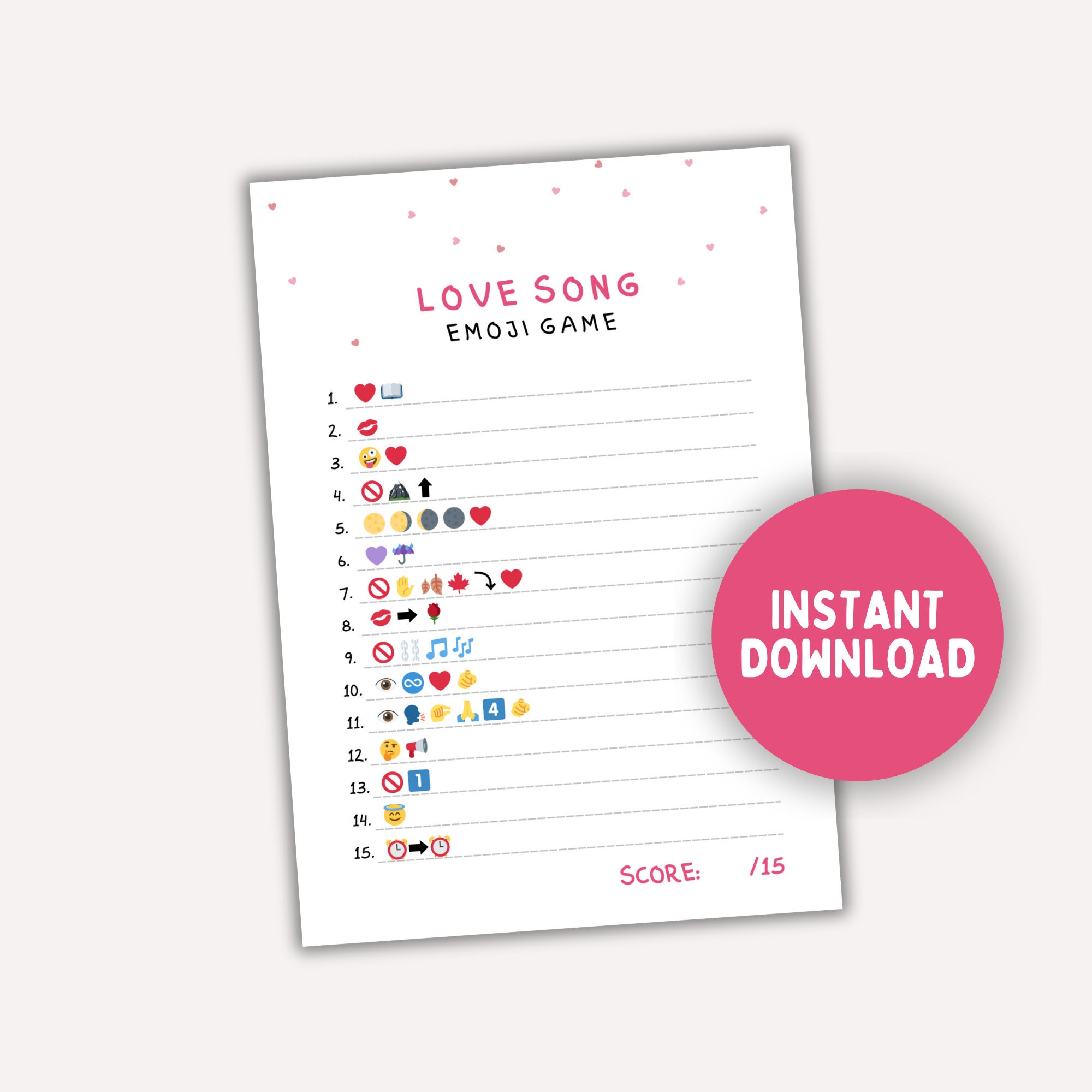 Printable Emoji Game for Valentines, Anniversary Games, Galentines ...