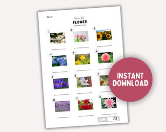 Guess The Flower Quiz: Printable Picture Game (PDF)