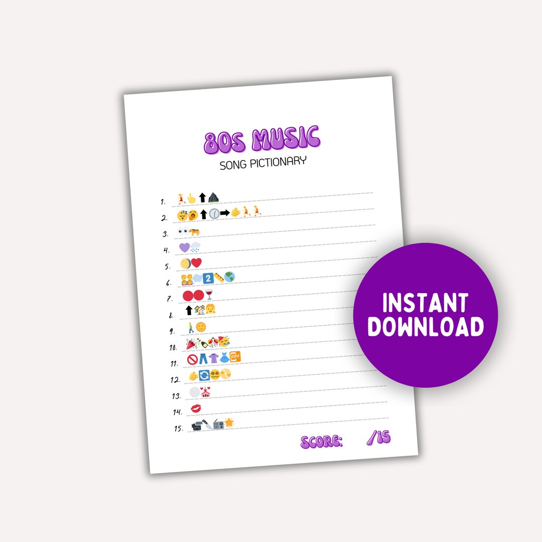 80s Song Emoji Game 80s Theme Party Game Printable Game Etsy