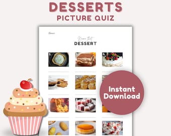 Desserts Picture Quiz: Food Trivia Game (Instant Download)