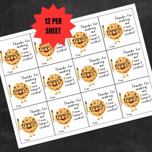 Teacher Gift, Teacher Appreciation, Teacher Gift Tag, One Smart Cookie ...