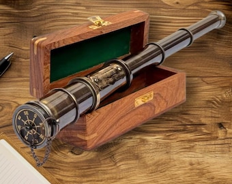 Telescopio funcional personalizado, telescopio grabado, catalejo de piratas, regalos de aniversario para marido, regalo para navegantes