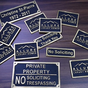 Cast Brass custom signs & plaques - Custom language plaques - Custom size plaques - Personal name signs - brass gold finish wall plaques
