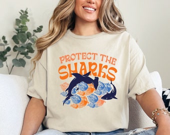 Protect the Sharks Shirt for Marine Biologist Gift, Shark Tee for Coconut Girl and Ocean Conservation, Shark Gift, Biologist Tshirt Shark.