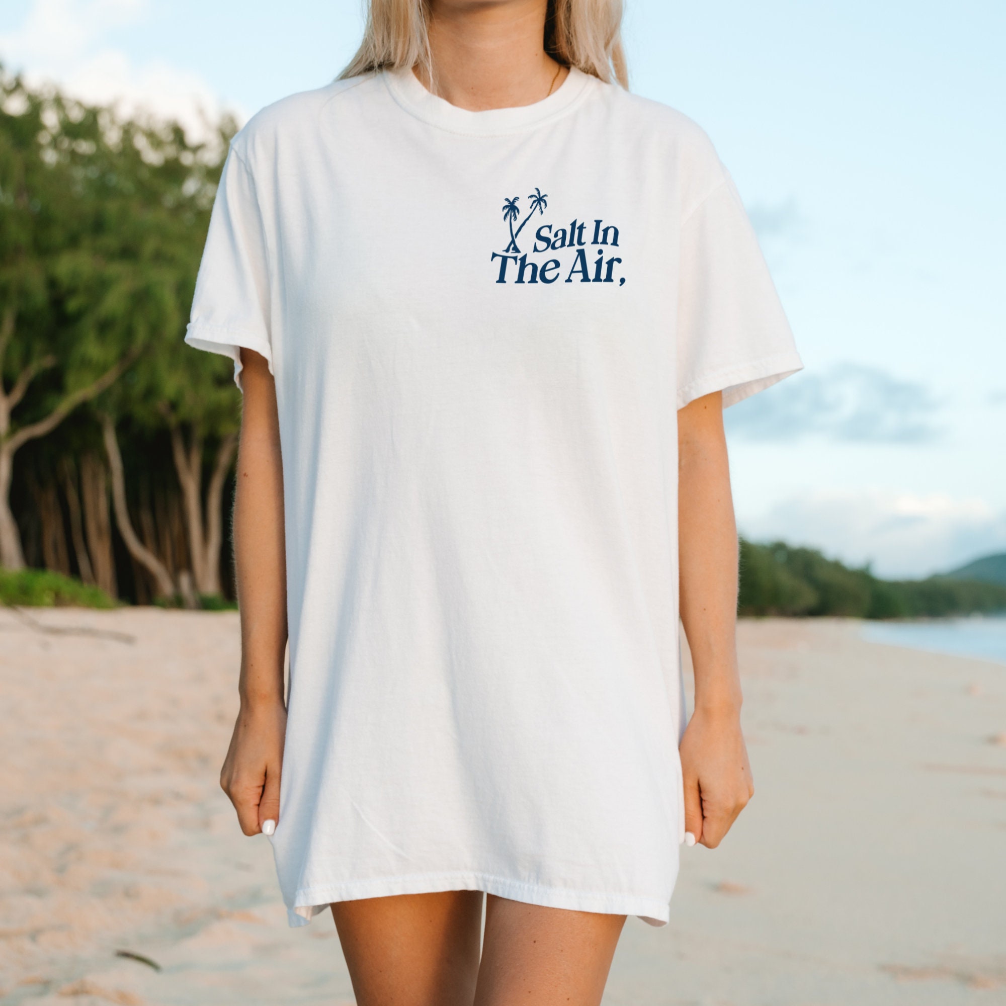 Coastal Surf Shirt Trendy Beachy T Shirt Oversized Surf Tee Coconut 