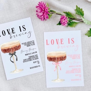 Love is Brewing Bridal Shower Invitation | Bride-to-Be Espresso Martini Event Card | Digital Invitations