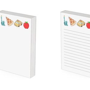 City Skyline Notepad, Urban Chic Note Pad, Travel Journal, Stationery Gift, Cityscape Notebook, New York Notepad, Pizza, Taxi, Big Apple