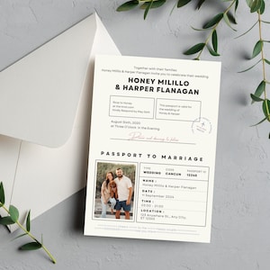 Passport Wedding Invitation, Destination Wedding Invite, Unique Passport Invite, Travel Theme Wedding