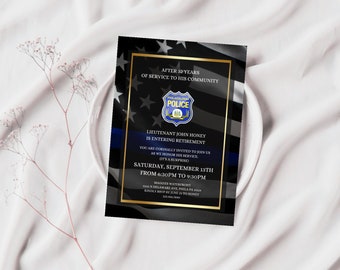 Police Retirement Invitation: Customizable Badge, Law Enforcement (Digital)