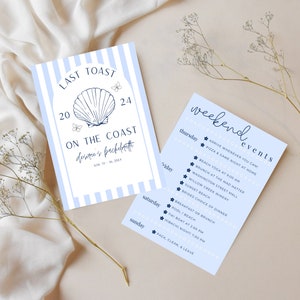 Bachelorette Itinerary, Last Toast on the Coast, Blue Themed Itinerary, Bachelorette Party Planner, Bride&#39;s Night Out