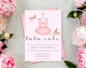 Pink Ballerina Birthday Invitation, Tutu Party