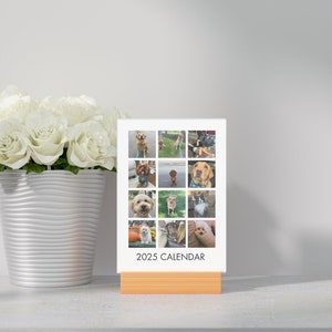 2026 Custom Photo Desk Calendar, Wood Stand Desk Calendar, Personalized Calendar Gift, Photo Calendar for Office, 2026