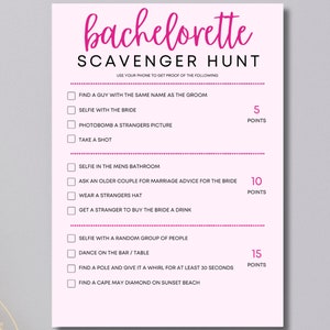 Bachelorette Itinerary, Scavenger Hunt Game, Pink Theme, Girly Bachelorette Party, Weekend Plan, Fun Bridal Event
