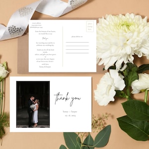 Carte postale de remerciement de mariage, carte de remerciement, carte postale, remerciements pour mariage, papeterie de mariage, souvenir de mariage