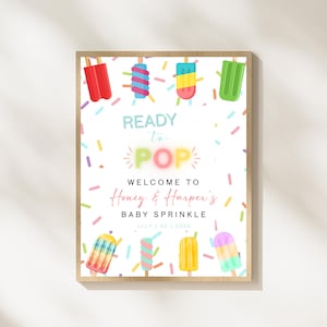 Baby Shower Sign, Baby Sprinkle Decor, Popsicle Themed Party, Ready to Pop Sign, Baby Shower Decoration