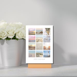2026 Beach Desk Calendar, Wood Stand, Office Decor, Gift, Coastal Calendar, Home Office, Beach Lover Gift, 2026