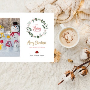 Kerst familiekaart | Kerstbriefkaart | Kerstfoto | Familiefoto | Kerstkaarten | Afdrukbare kaarten | Aangepaste fotoafdruk