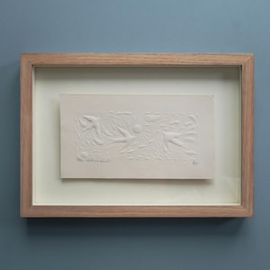 Embossed Minimalist Lino Print of Birds in Flight | Autumn Wind | original linocut fine art wall print | limited edition