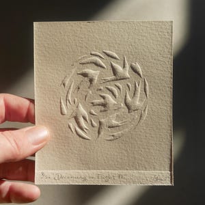 Dreaming in Flight II | Miniature Embossed Minimalist Lino Print of Birds in Flight | original linocut fine art wall print |