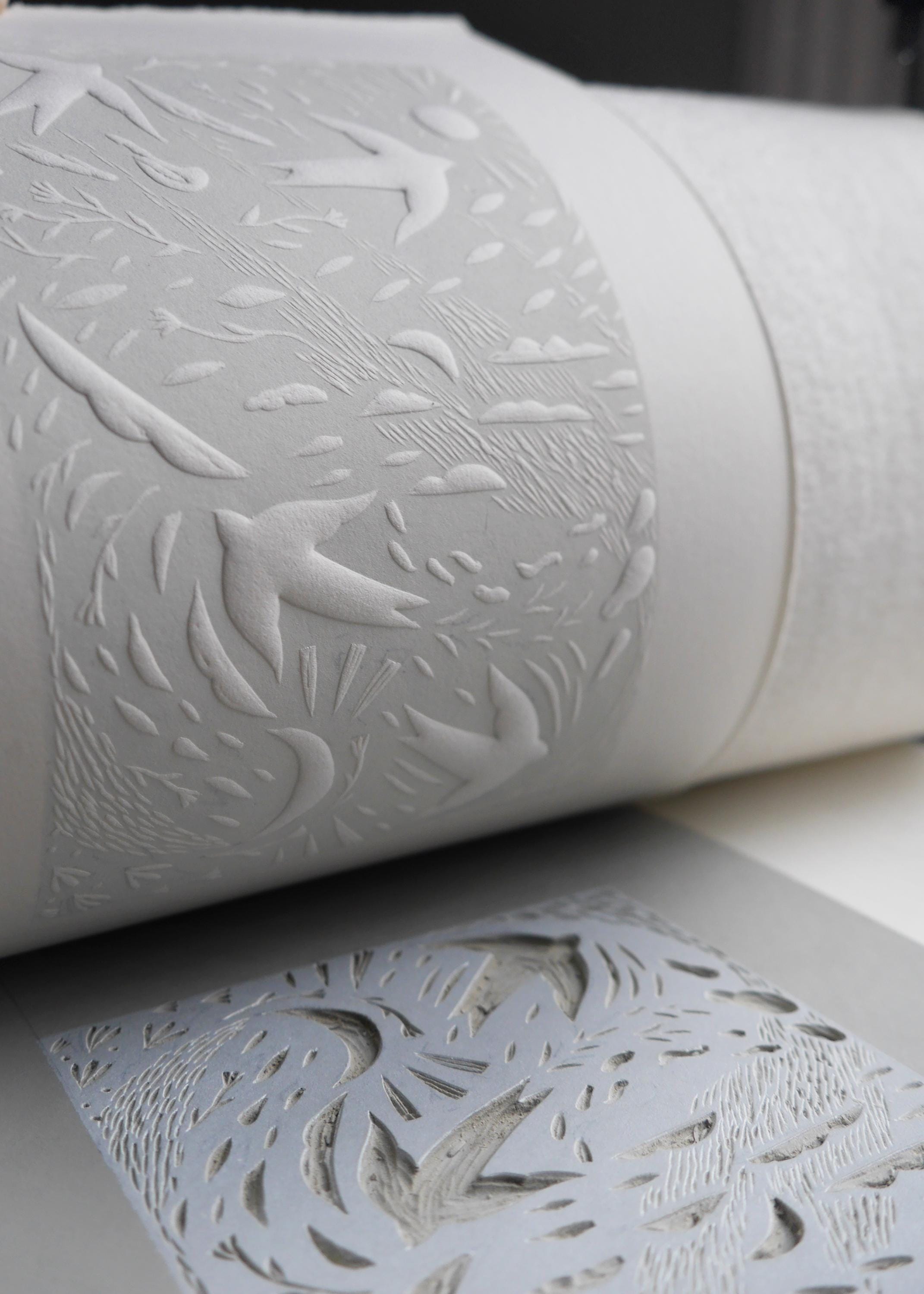 Hd Emboss Print Open Skies | Embossed Lino Bird Print | Limited Edition | Hand-carved ...