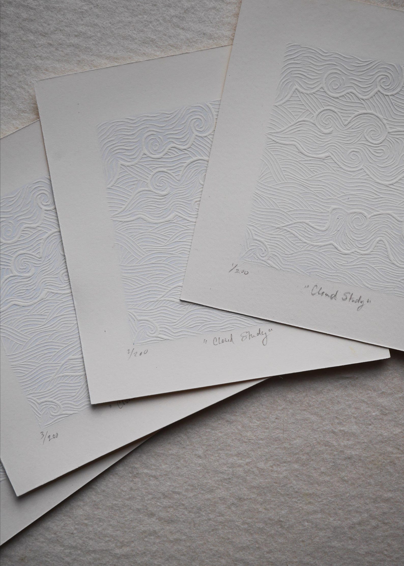 Hd Emboss Print Cloud Study | Embossed Lino Print | Limited Edition | Hand-carved ...