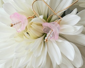 Hanging earrings model pink lily of the valley