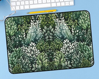 Green Desk Mat with extended mouse pad, Botanical Office Decor, Cute Sage Green Large Desk Mat, Keyboard Mat