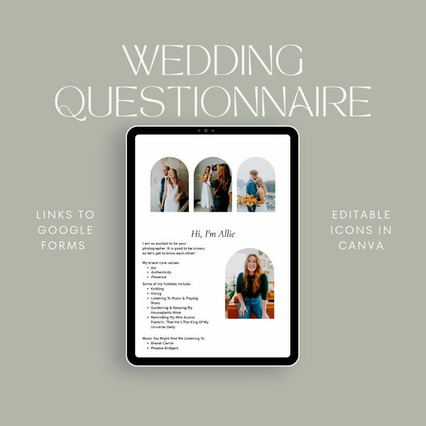 Wedding Photographer Questionnaire Etsy