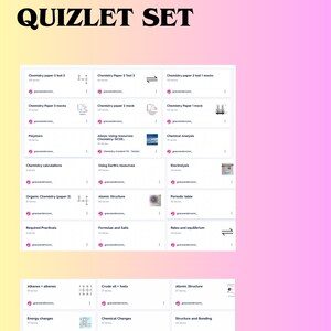 Entire AQA GCSE Chemistry Quizlet Set