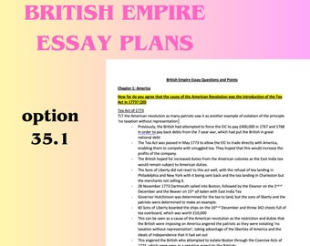 EDEXCEL Un nivel de historia Planes de ensayo del Imperio Británico